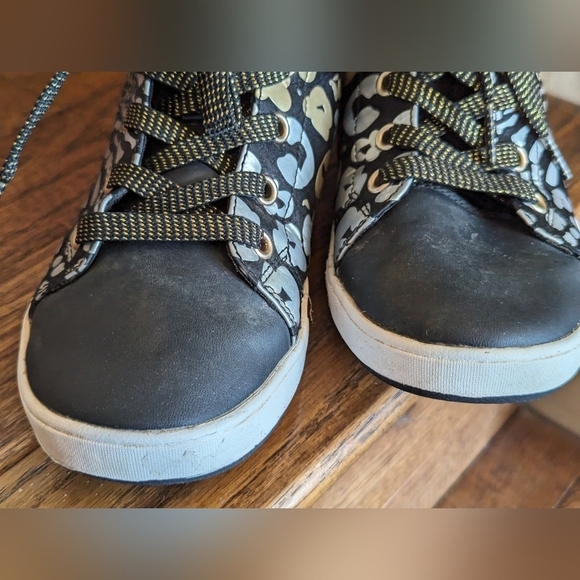 Skechers Unisex-Child Hi Top Sneaker black gold Leopard  Size 2 - Picture 14 of 16
